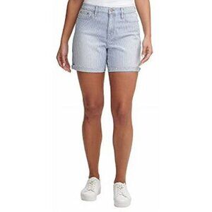 Calvin Klein Jeans Women's High Rise Roll Cuff Denim Shorts Size 14 Striped